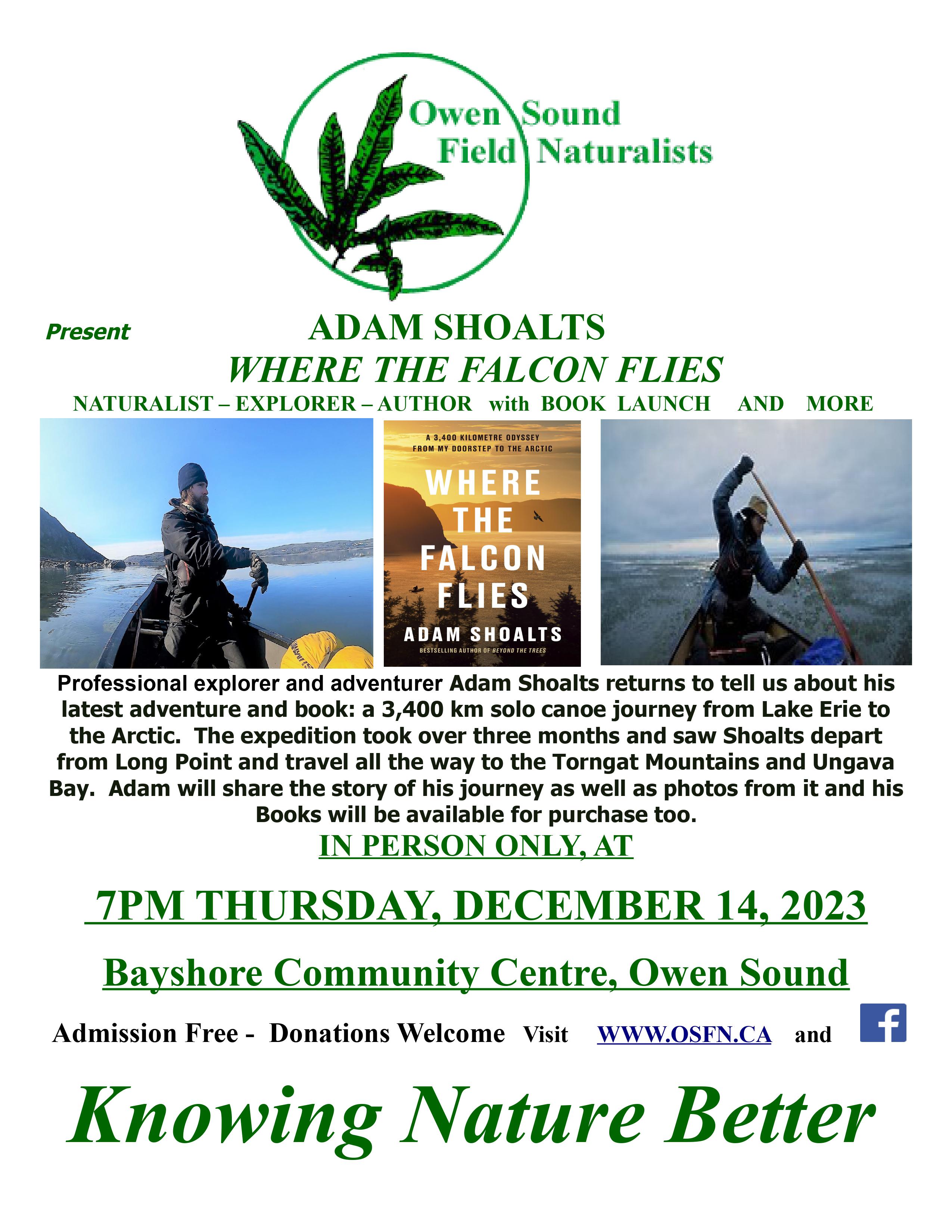 Event image Adam Shoalts with Where the Falcon Flies